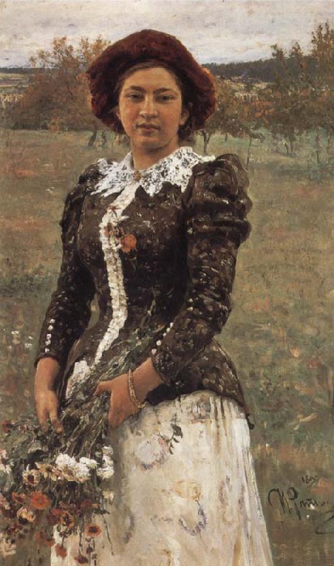 Ilya Repin Autumn Bouquet Portrait of Vera Repina,the Artist-s Daughter Sweden oil painting art